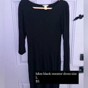 H&M Elegant Black Long Sleeve Dress
